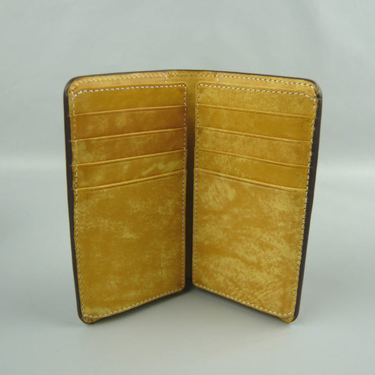 【訳アリ品】海外製／ヌメ革／イタリアンヌメ／エイジング／日光浴済み／小麦色／カード入れ／内部イエロー／黄色／154063【在庫限り】 (コピー)