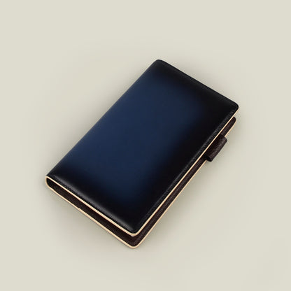 【訳アリ品】システム手帳／手帳／アナログ回帰／革の手帳／海外製／牛革／革／レザー／リング径 11mm／スリム型／ネイビー／紺色／154020