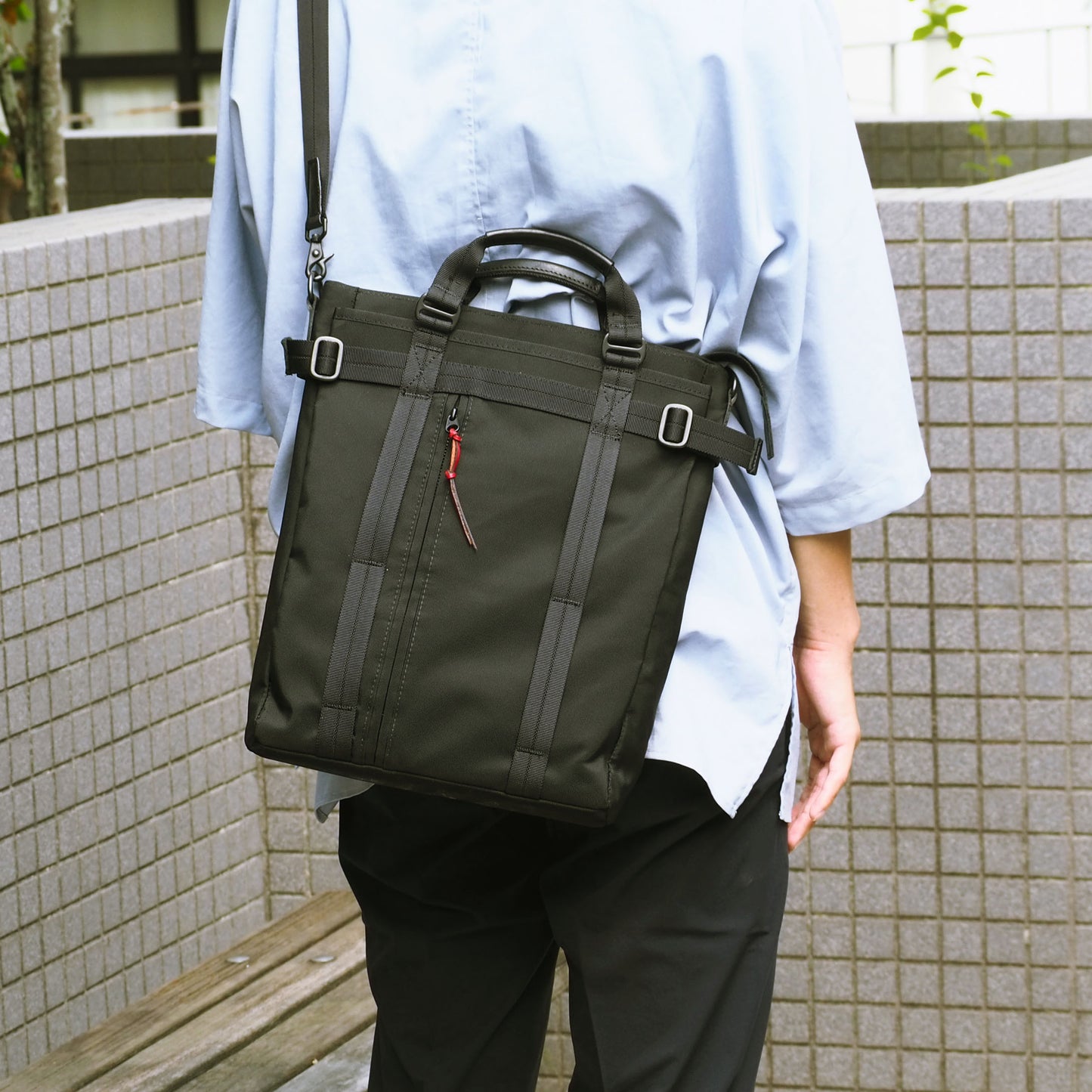 豊岡製／日本製／国産／ショルダー／ショルダーバッグ／タテ型ショルダー／タテ型／ハンドル付／手付ショルダー／ナイロン製／ブラック／黒色／501001／CROSSROAD／BOT