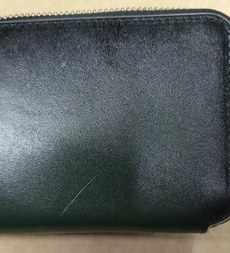 【訳アリ品】海外製／牛革／レザー／小銭入れ／コインケース／カードホルダー／箱入り／グリーン／緑色／154002