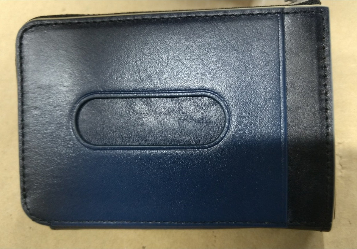 【訳アリ品】海外製／牛革／レザー／小銭入れ／コインケース／カードホルダー／箱入り／ネイビー／紺色／154002