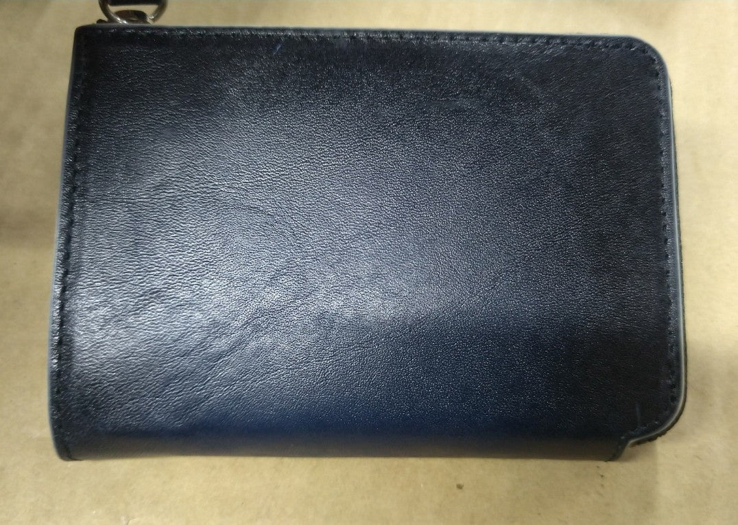 【訳アリ品】海外製／牛革／レザー／小銭入れ／コインケース／カードホルダー／箱入り／ネイビー／紺色／154002