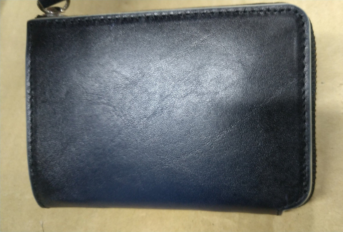 【訳アリ品】海外製／牛革／レザー／小銭入れ／コインケース／カードホルダー／箱入り／ネイビー／紺色／154002