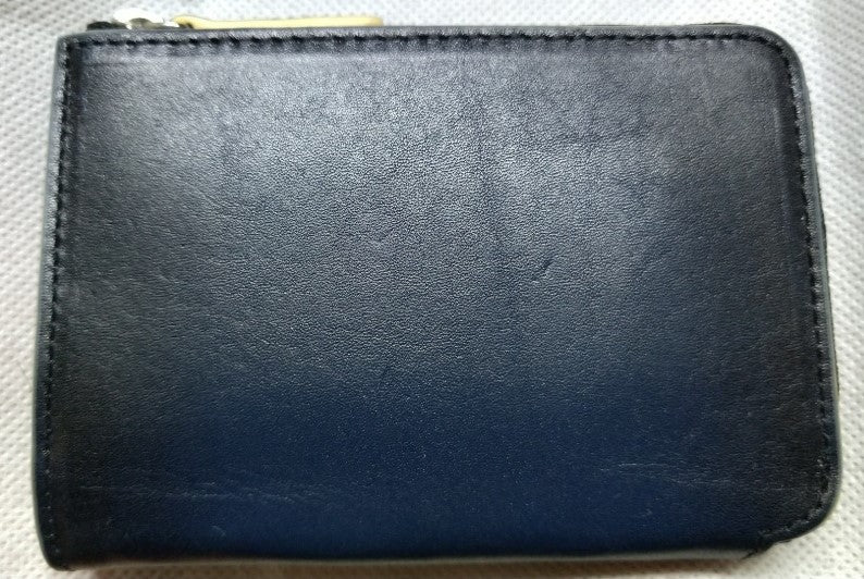 【訳アリ品】海外製／牛革／レザー／小銭入れ／コインケース／カードホルダー／箱入り／ネイビー／紺色／154002