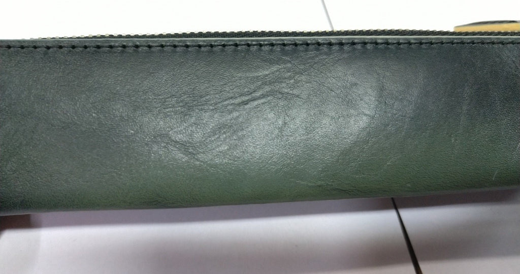 【訳アリ品】海外製／ペンケース／牛革／レザー／ペン少なめ／ギフト／箱入り／2025年ラッキーカラー／グリーン／緑色／RYU'S ONE／GG／154013