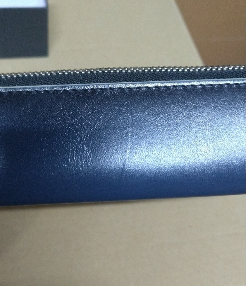 【訳アリ品】海外製／ペンケース／牛革／レザー／ペン少なめ／ギフト／箱入り／ネイビー／紺色／RYU'S ONE／GG／154013
