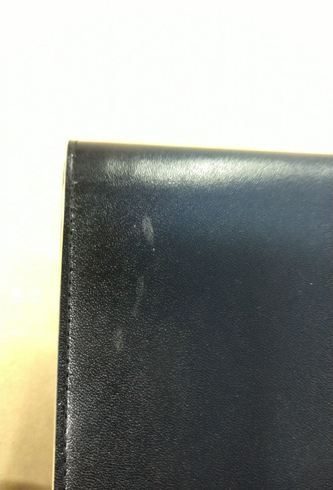 【訳アリ品】海外製／牛革／レザー／革財布／二つ折り財布／小銭入付／BOXコイン／ネイビー／紺色／154015