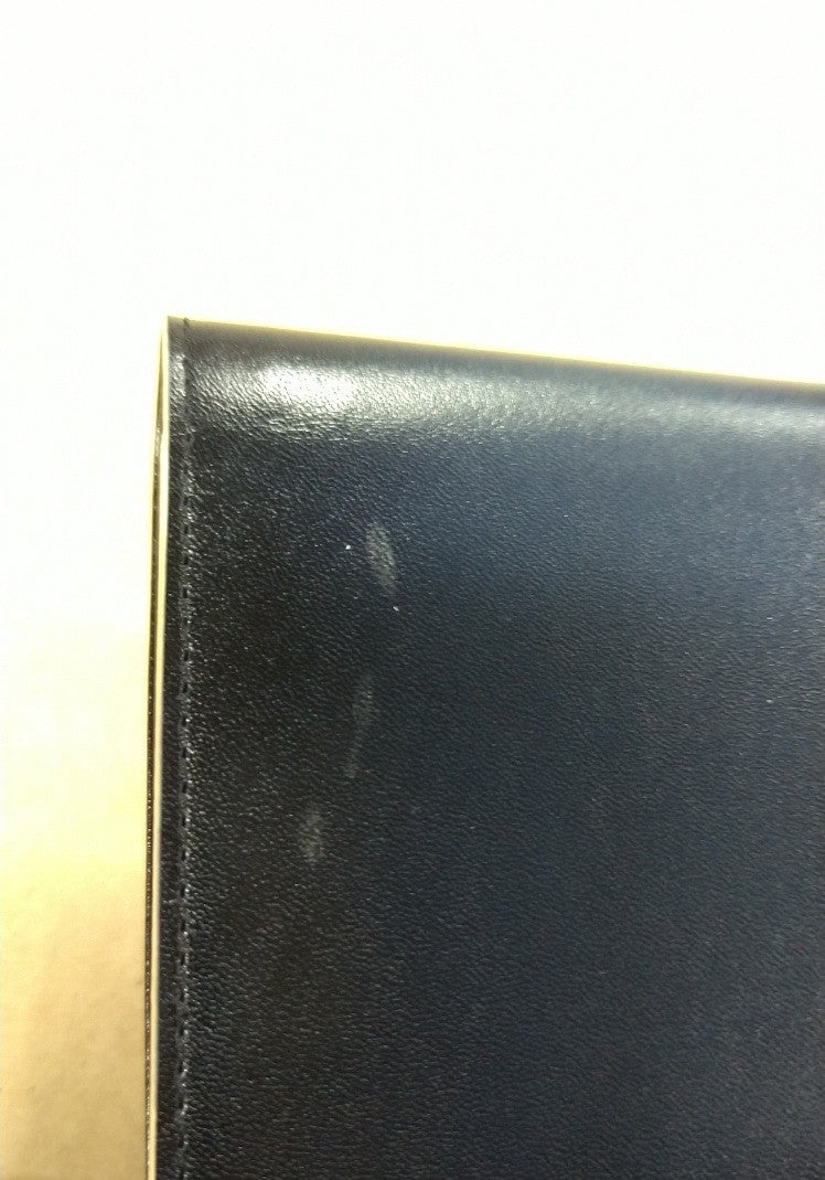 【訳アリ品】海外製／牛革／レザー／革財布／二つ折り財布／小銭入付／BOXコイン／ネイビー／紺色／154015