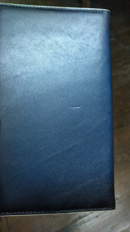 【訳アリ品】システム手帳／手帳／アナログ回帰／革の手帳／海外製／牛革／革／レザー／リング径 11mm／スリム型／ネイビー／紺色／154020
