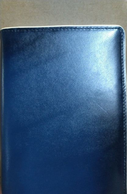 【訳アリ品】システム手帳／手帳／アナログ回帰／革の手帳／海外製／牛革／革／レザー／リング径 11mm／スリム型／ネイビー／紺色／154020