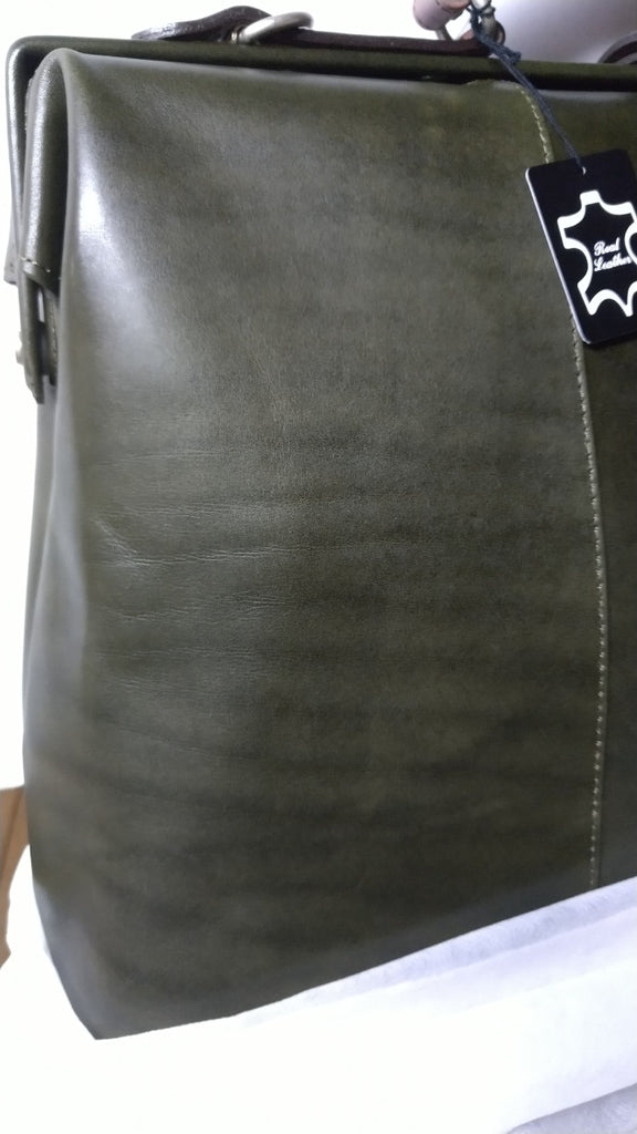 【訳アリ品】豊岡製／日本製／国産／牛革／レザー／グリーン／カーキ色／A4ゆったり／ダレスバッグＬ／ビジネスバッグ／505047⓵【期間限定】