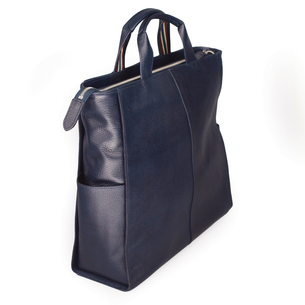 【訳アリ品】豊岡製／日本製／牛革／シュリンク／レザー／ビジネスバッグ／スクエア型／タテ型／四角／ネイビー／紺色／505064