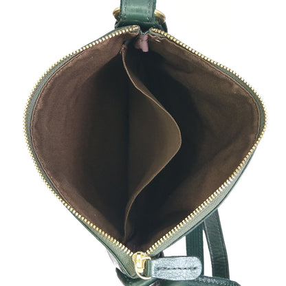 【訳アリ品】日本製／国産／牛革／レザー／革製／ショルダーバッグ／ミニショルダー／薄型／小型／コンパクト／使いやすい／軽量／前ポケット／ダークブラウン／チョコ色／557230