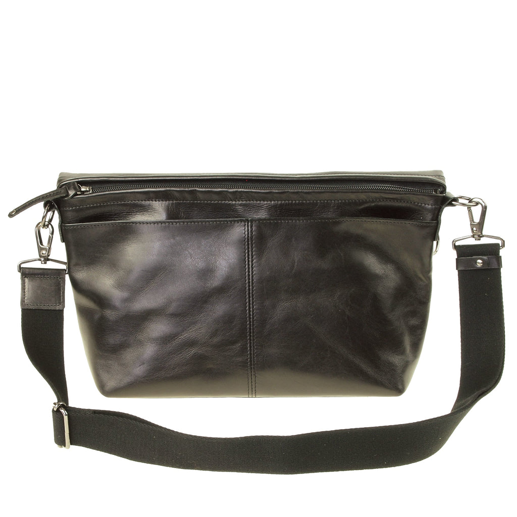 【訳アリ品】日本製／牛革／レザー／ショルダーバッグ／口折れショルダー／A4対応可／男女兼用／ブラック／黒色／557102【在庫限り】