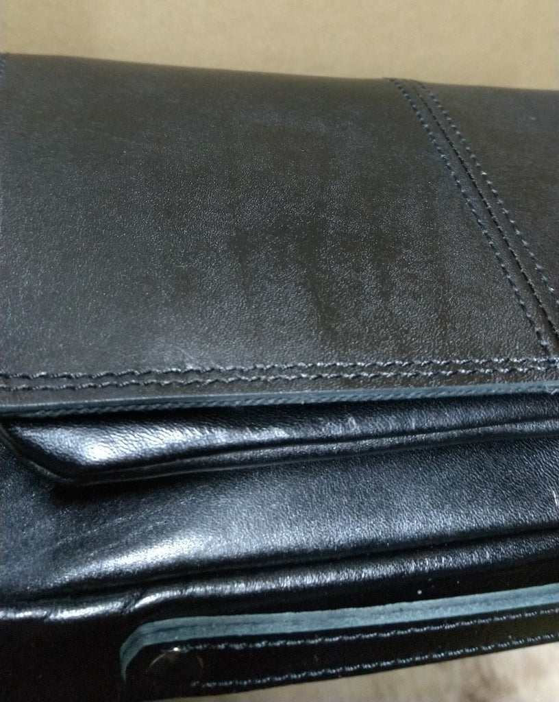 【訳アリ品】日本製／国産／牛革／セカンド／ポーチ／ショルダーバッグ／仕分け／557101／ブラック／黒色⓵【在庫限り】