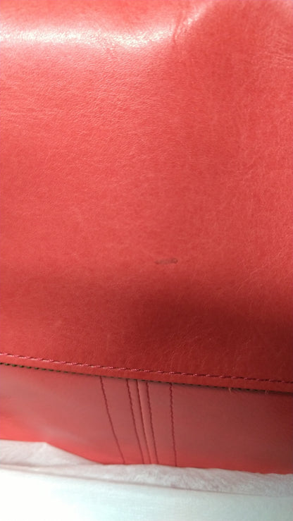 【訳アリ品】日本製／牛革／レザー／ショルダーバッグ／口折れショルダー／A4対応可／男女兼用／赤／レッド色／557102【前期型】