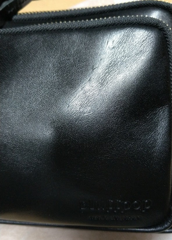 【訳アリ品】日本製／国産／牛革／レザー／斜め掛け／ウエストポーチ／ウエストバッグ／557104／黒色／ブラック④【在庫限り】