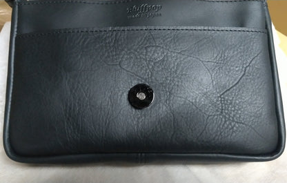 【訳アリ品】日本製／撥水レザー／撥水／牛革／ヨコ型／スマホショルダー／ミニショルダー／ブラック／黒色／557188