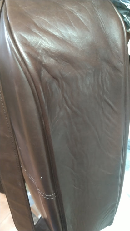 【訳アリ品】日本製／国産／馬革／レザー／舟型／ショルダーバッグ／ヨコ型ショルダー／チョコ色／ブラウン／大き目／557192