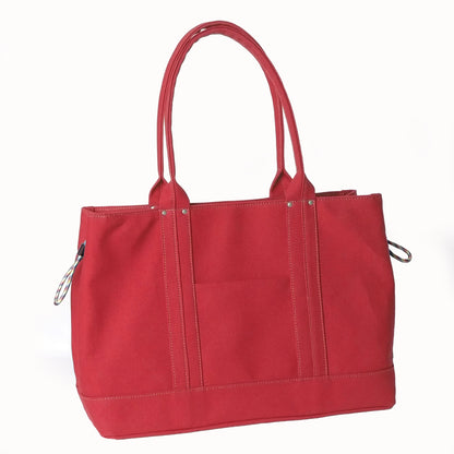 【訳アリ品】豊岡製／日本製／国産／帆布／手長／肩掛け／帆布トート／帆布バッグ／トートバッグ／A4対応／レッド／赤色／501091【在庫限り】