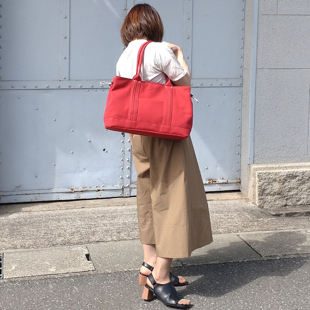 【訳アリ品】豊岡製／日本製／国産／帆布／手長／肩掛け／帆布トート／帆布バッグ／トートバッグ／A4対応／レッド／赤色／501091【在庫限り】
