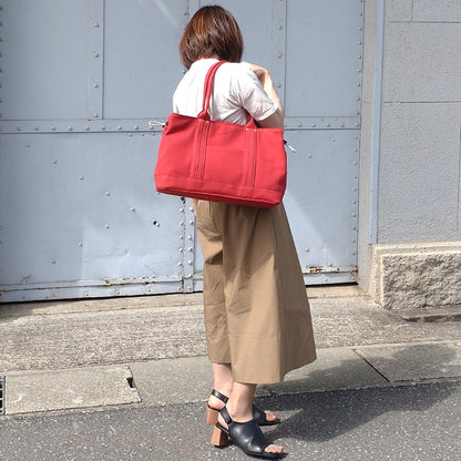 【訳アリ品】豊岡製／日本製／国産／帆布／手長／肩掛け／帆布トート／帆布バッグ／トートバッグ／A4対応／レッド／赤色／501091【在庫限り】