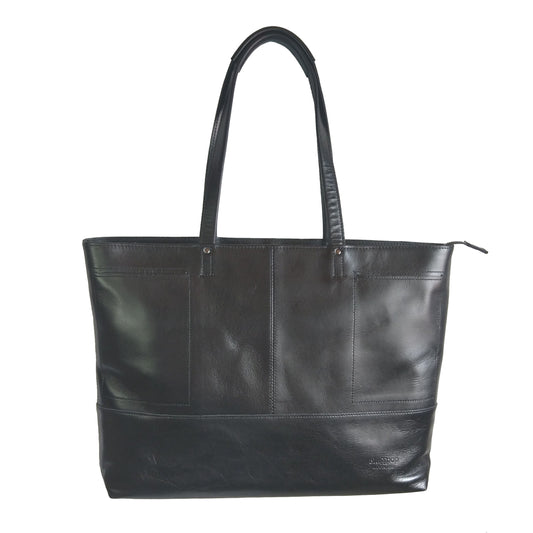 【訳アリ品】日本製／国産／豊岡製／牛革／レザー／トートバッグ／中仕切り付／ウレタン入り中仕切り／大きめ／557103／ブラック／黒色／Bluffpop【リニューアル型】