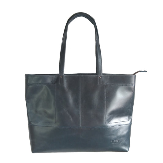 【訳アリ品】日本製／国産／豊岡製／牛革／レザー／トートバッグ／中仕切り付／ウレタン入り中仕切り／大きめ／557103／ネイビー／紺色／Bluffpop【リニューアル型】