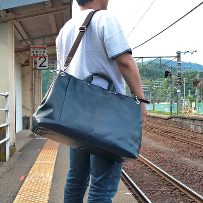 【EC限定アウトレット】豊岡製／日本製／牛革／レザー／ボストンバッグ／在庫一掃／超お買い得／旅行／出張／ネイビー／紺色／505057【数量限定・売り切れ御免】