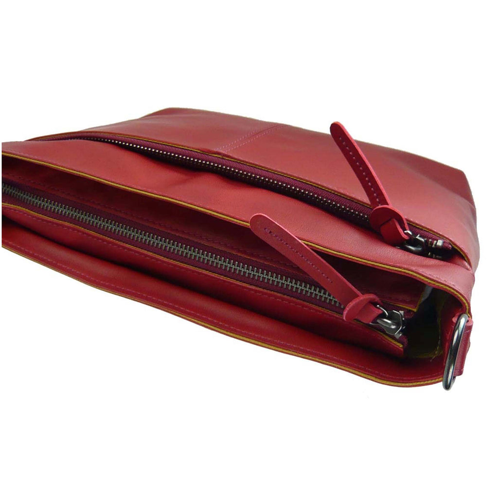 【訳アリ品】日本製／国産／馬革／レザー／軽い／赤色／ワイン色／ヨコ型／ショルダーバッグ／557133【在庫限り】
