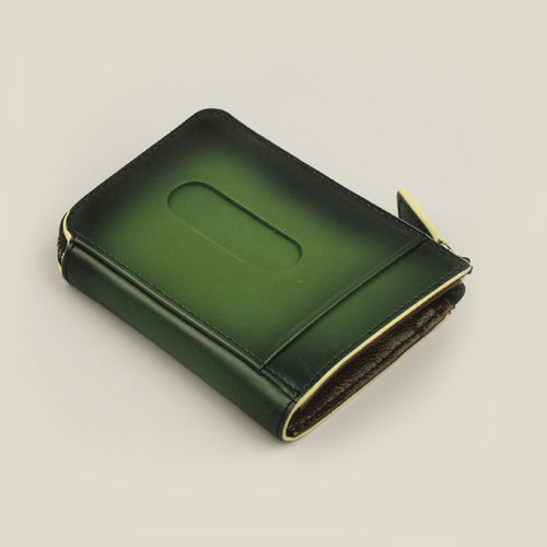 【訳アリ品】海外製／牛革／レザー／小銭入れ／コインケース／カードホルダー／箱入り／グリーン／緑色／154002