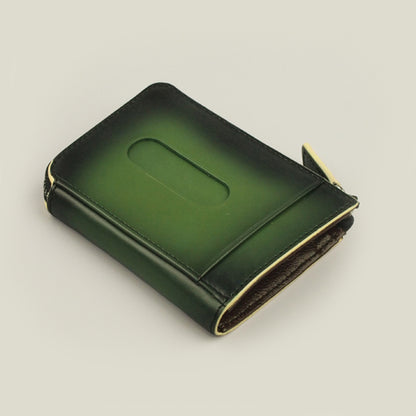 【訳アリ品】海外製／牛革／レザー／小銭入れ／コインケース／カードホルダー／箱入り／グリーン／緑色／154002