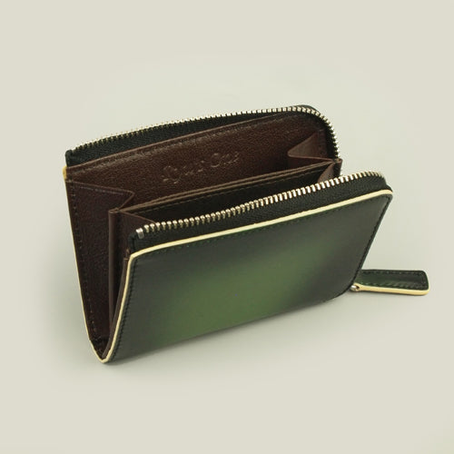 【訳アリ品】海外製／牛革／レザー／小銭入れ／コインケース／カードホルダー／箱入り／グリーン／緑色／154002