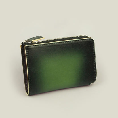 【訳アリ品】海外製／牛革／レザー／小銭入れ／コインケース／カードホルダー／箱入り／グリーン／緑色／154002