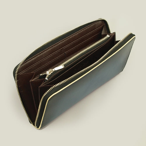 【新生活応援】海外製／牛革／財布／長財布／ラウンド型／ネイビー／紺色／154005【数量限定】