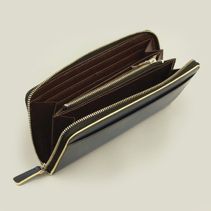 【EC限定】海外製／牛革／財布／長財布／ラウンド型／ロングウォレット／ネイビー／紺色／154005