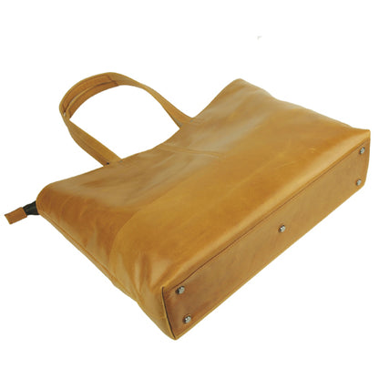 【訳アリ品】日本製／国産／豊岡製／牛革／レザー／トートバッグ／中仕切り付／ウレタン入り中仕切り／大きめ／557103／キャメル色／Bluffpop【リニューアル型】