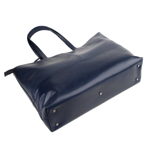 【訳アリ品】日本製／国産／豊岡製／牛革／レザー／トートバッグ／中仕切り付／ウレタン入り中仕切り／大きめ／557103／ネイビー／紺色／Bluffpop【リニューアル型】