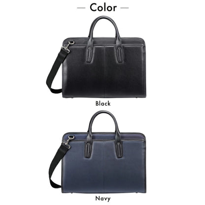 海外製／合成皮革×ポリエステル／A4対応／40cm／2way／自立型／三方開き／就活／リクルート／面接／ビジネス／ビジネスバッグ／ネイビー／紺色／541501【在庫限り】