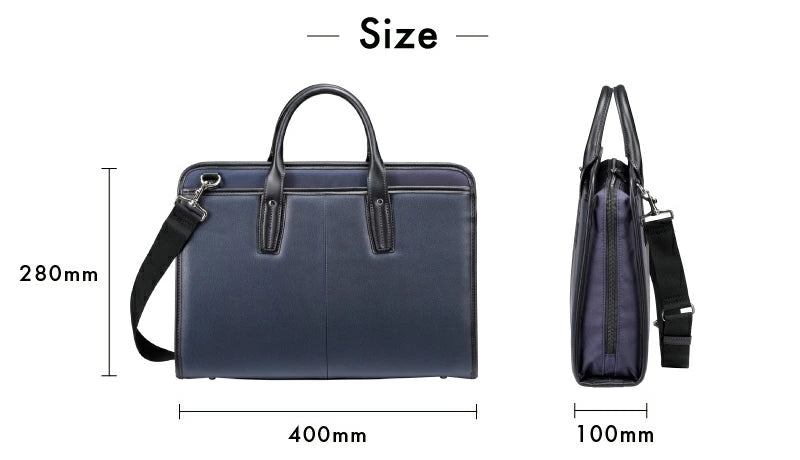 海外製／合成皮革×ポリエステル／A4対応／40cm／2way／自立型／三方開き／就活／リクルート／面接／ビジネス／ビジネスバッグ／ブラック／ネイビー／黒色／紺色／541501