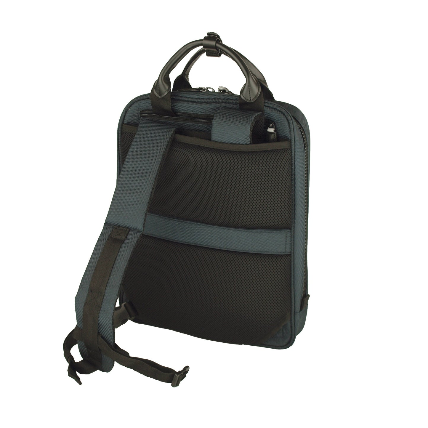 【訳アリ品】海外製／PC対応／自転車対応／A4対応／薄型／スリム型／２WAY／リュック／手提げ／ハンドル付／ネイビー／紺色／126029