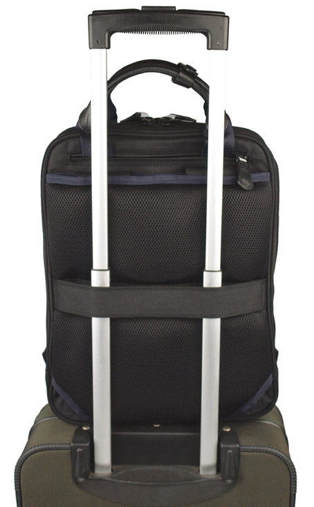 【訳アリ品】海外製／PC対応／自転車対応／A4対応／薄型／スリム型／２WAY／リュック／手提げ／ハンドル付／ネイビー／紺色／126029