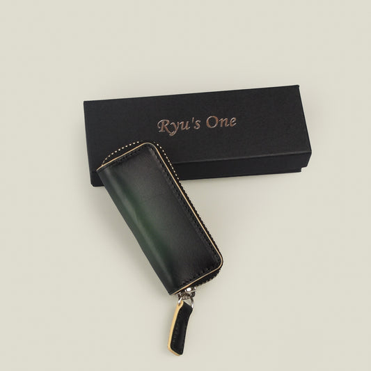【訳アリ品】海外製／マルチケース／牛革／レザー／小物入れ／USB／印鑑／アクセサリー／常備薬／グリーン／緑色／2025年ラッキーカラー／154010