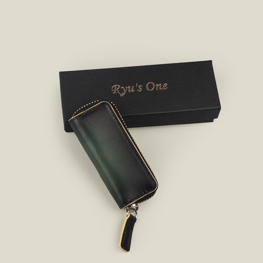 【訳アリ品】海外製／マルチケース／牛革／レザー／小物入れ／USB／印鑑／アクセサリー／常備薬／グリーン／緑色／2025年ラッキーカラー／154010