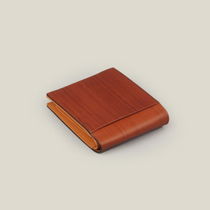海外製／木目調／牛革／レザー／二つ折財布／小銭BOX式／箱入り／154039／RYU'S ONE／WD