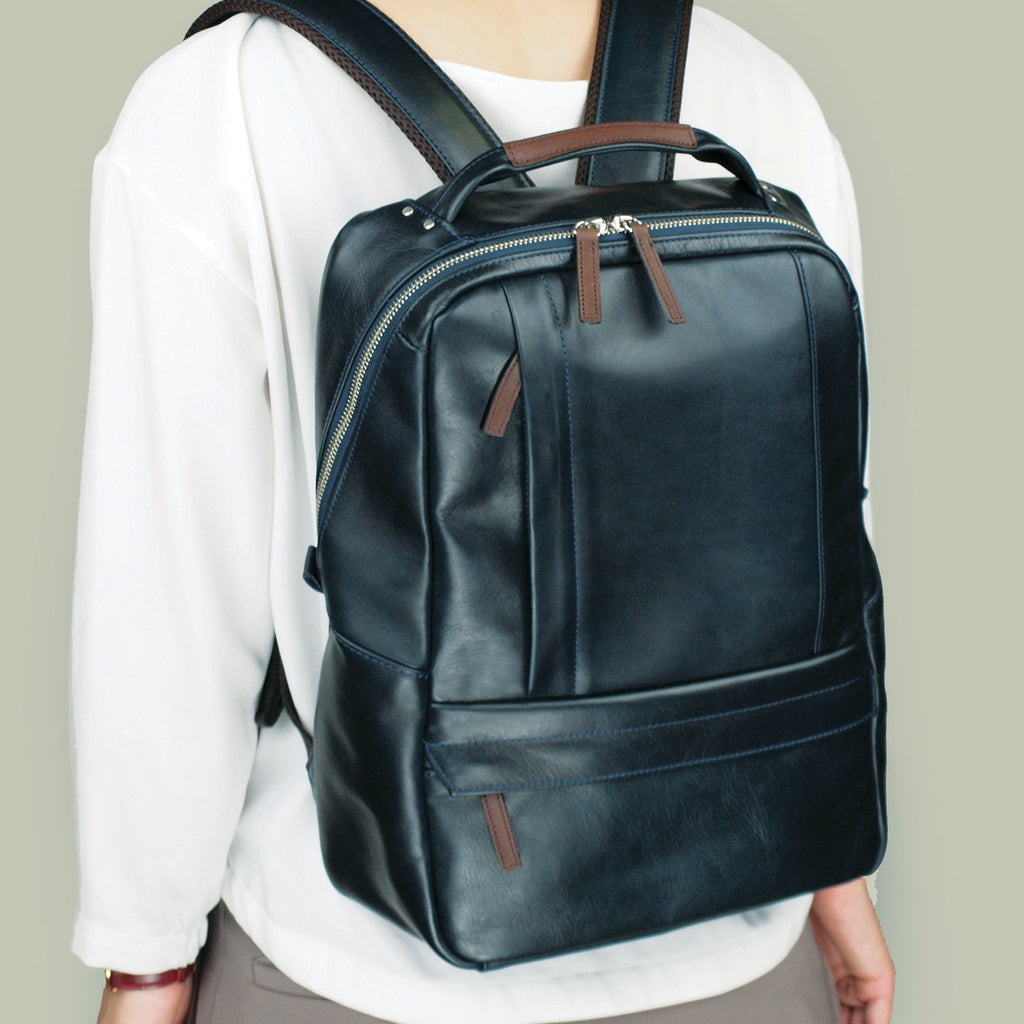 【訳アリ品】豊岡製／日本製／牛革／レザー／リュック／革リュック／蒸れ軽減／ネイビー色／505069【期間限定】