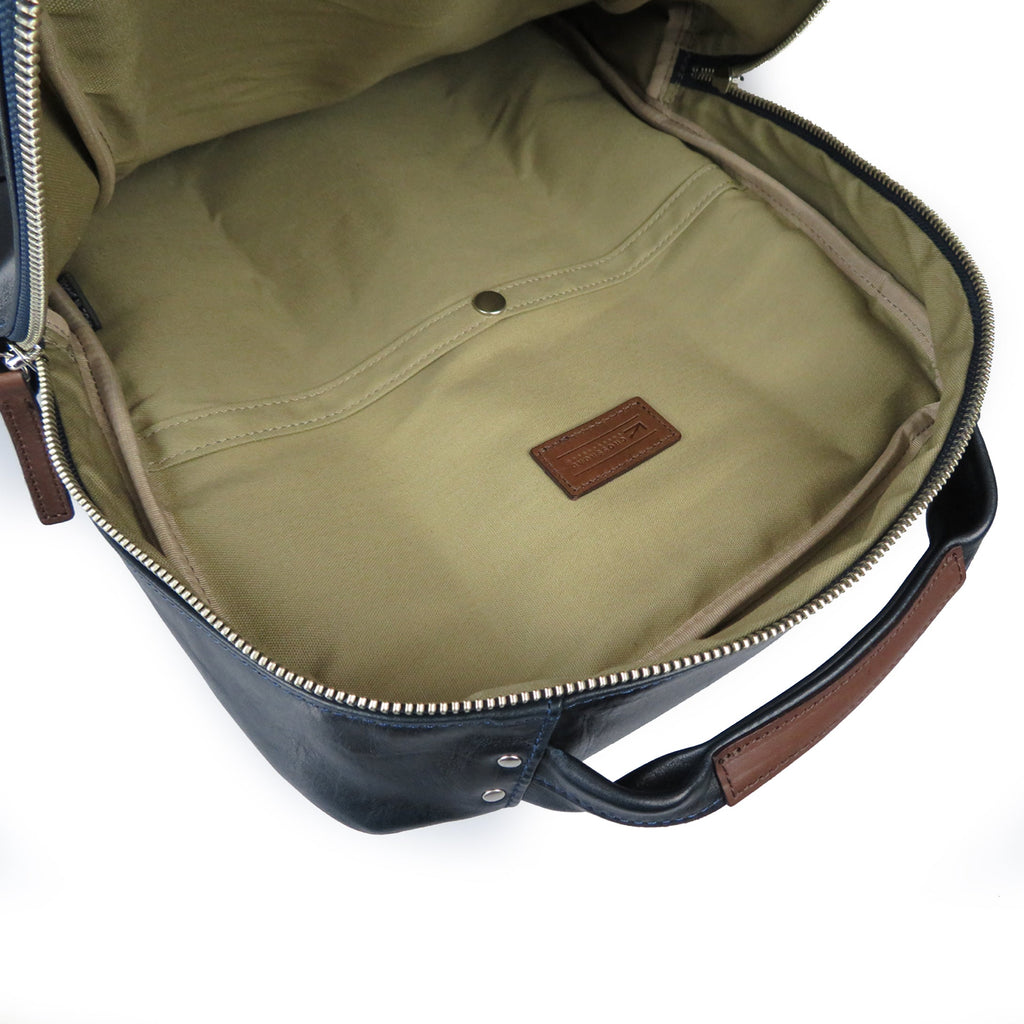 【訳アリ品】豊岡製／日本製／牛革／レザー／リュック／革リュック／蒸れ軽減／ネイビー色／505069【期間限定】