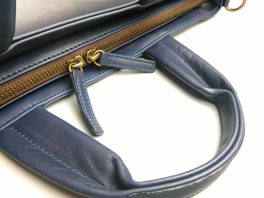 【アウトレット品】豊岡製／日本製／国産／牛革／レザー／ブリーフケース／２ｗａｙ／ネイビー／紺色／631128